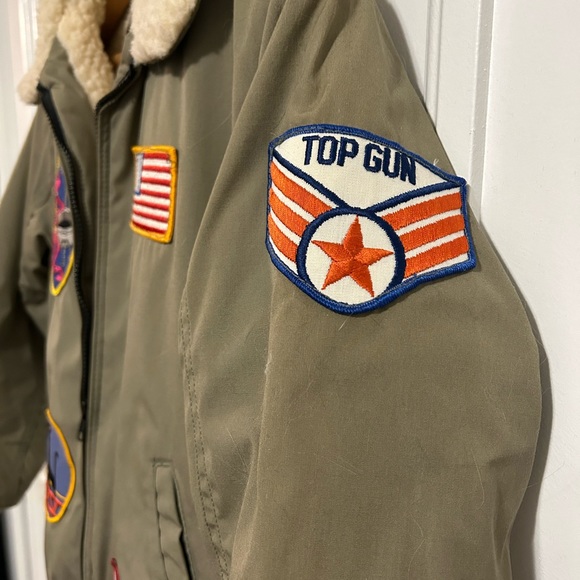 Vintage Jacket w/ Patches, Lined, Khaki Green, Boy’s Size XL - Picture 3 of 6